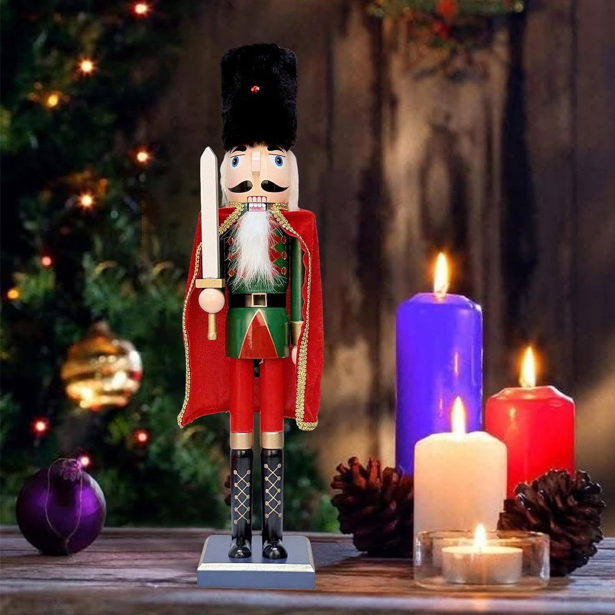 24Inch Wooden Soldier Nutcracker Christmas Decor - Festive Christmas Nutcracker Gift, Winter Indoor Decoration