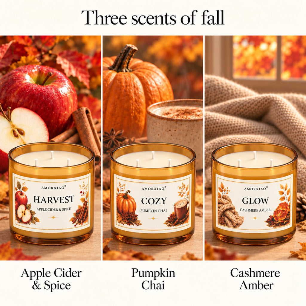Autumn Ritual Trio, 3 Large 3-Wick Fall Scented Candles