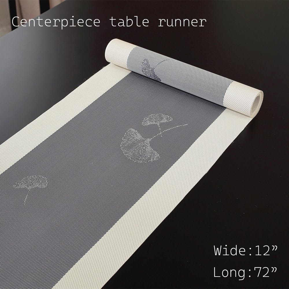 Elegant Placemats with Matching Table Runner,Washable Durable Plastic Placemats for Dining Table Sets(6pcs