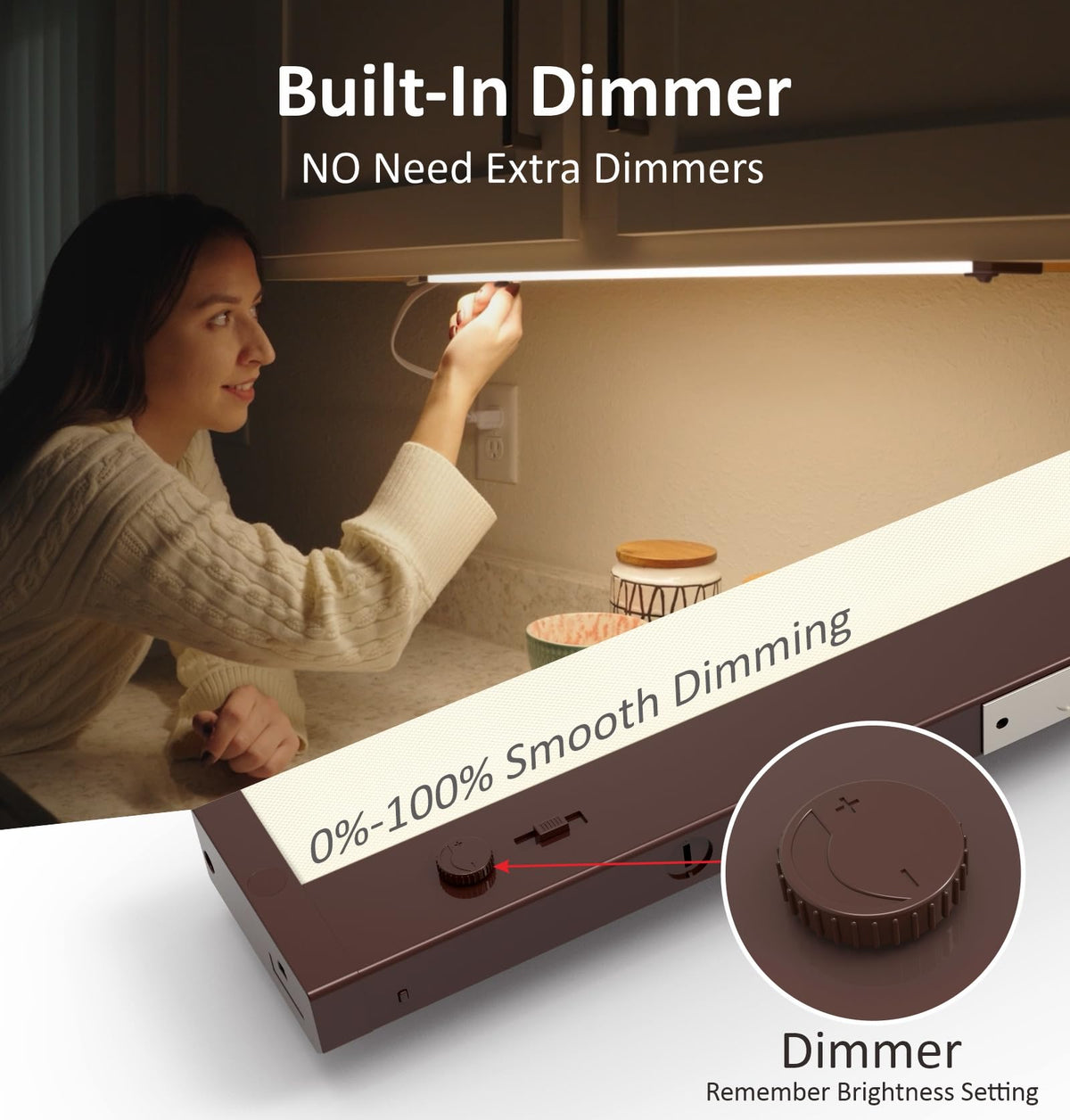 Under Cabinet Lighting Plug in or Hardwired Built-in Dimmer, 40 Inch 20W, 5CCT 2700/3000/3500/4000/5000K, Linkable