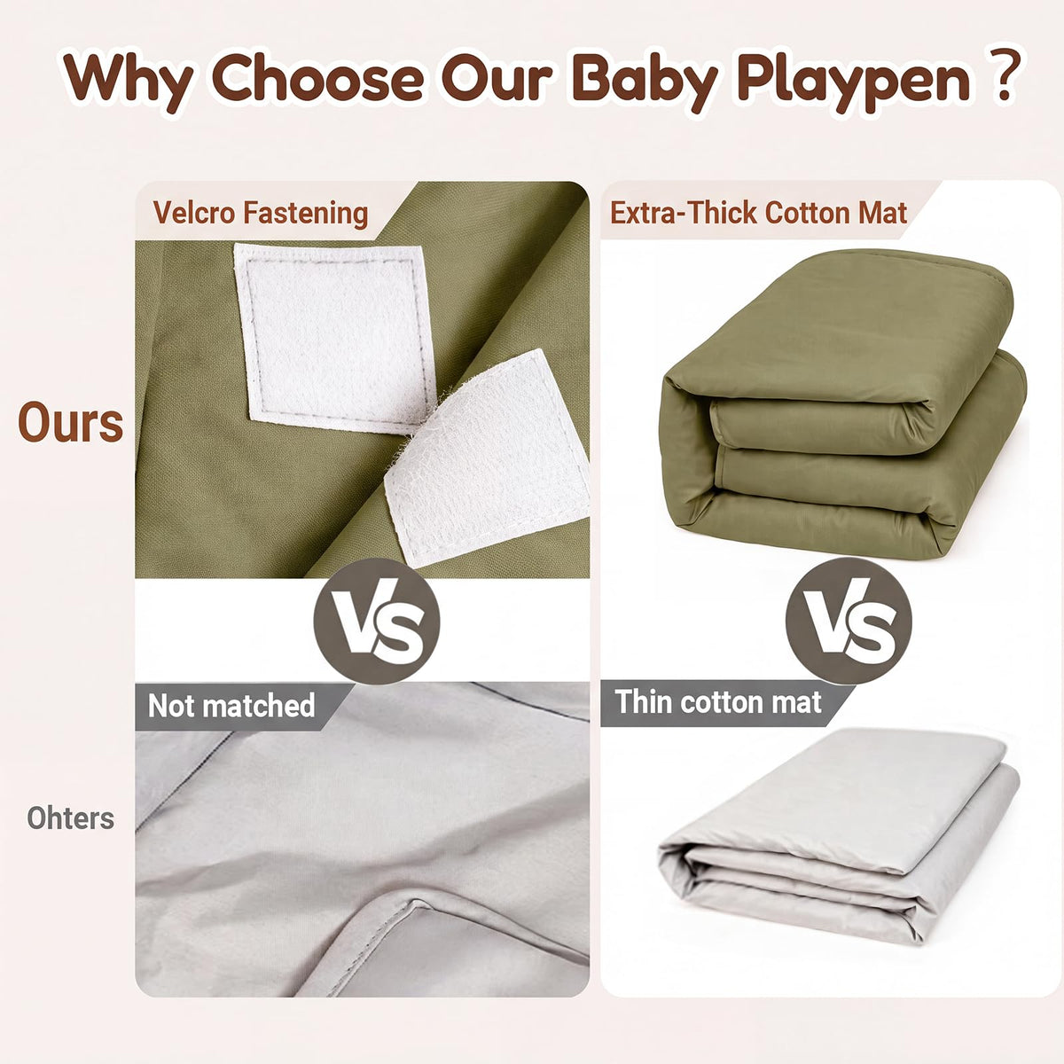 Foldable Baby Playpen with Mat, Foldable Baby Fence Play Yards for Babies and Toddlers, Play Pen with Breathable Mesh