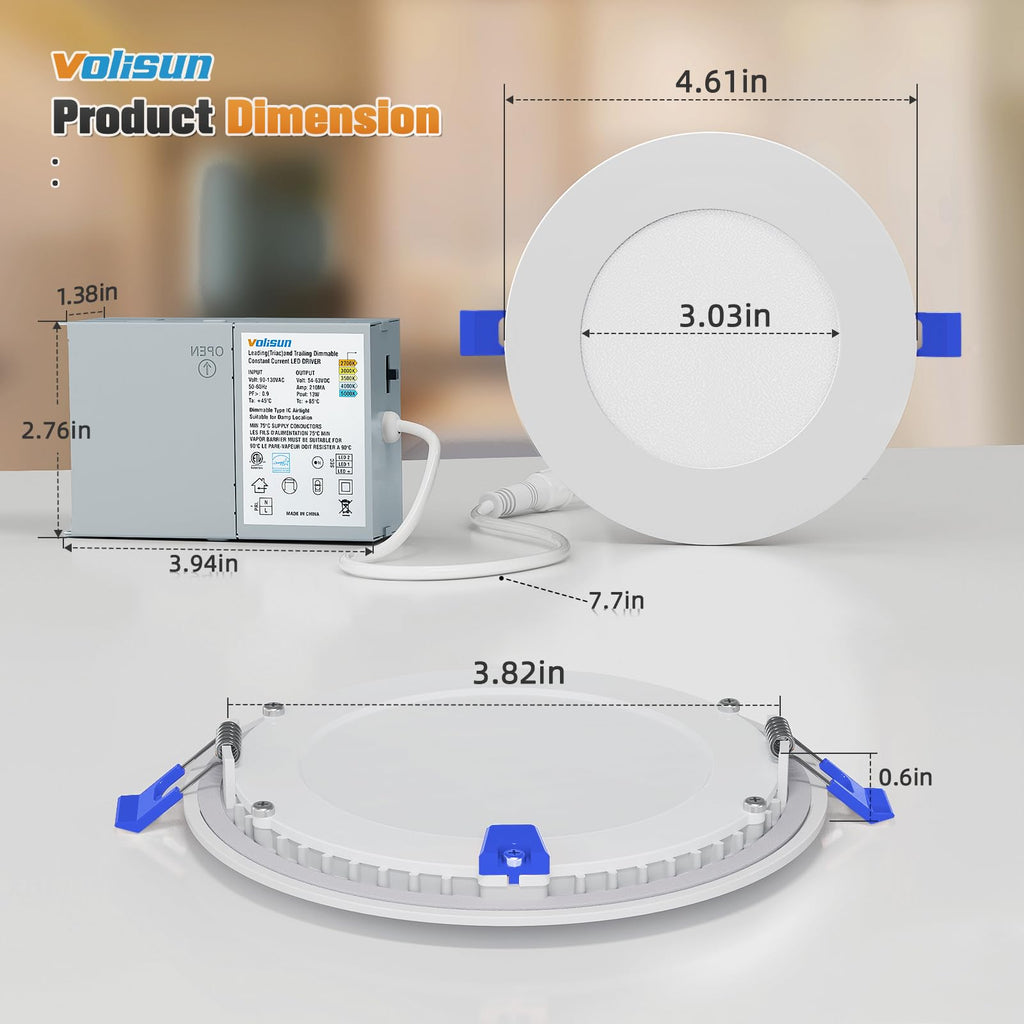 12 Pack 4 inch Recessed Lighting, 5CCT, 9.5W Eqv 80W