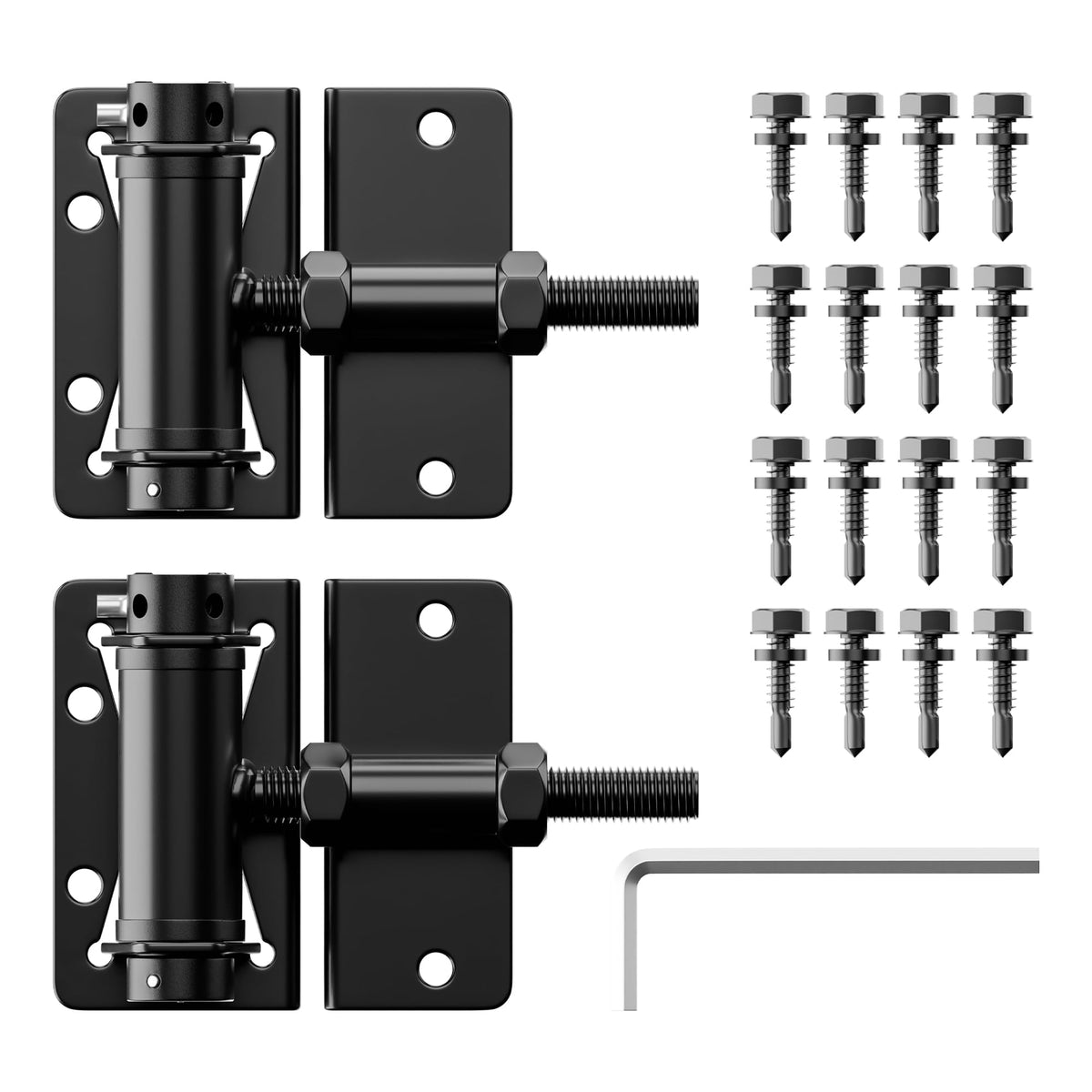 Heavy-Duty Self-Closing Gate Hinges, 90-Degree Adjustable Heavy-Duty Gate Hinges for Metal/PVC/Vinyl/Wood Fences