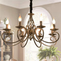 Eight-Light Rustic Candle Chandelier in French Country Style