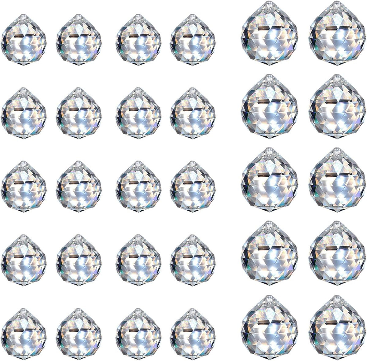 20pcs 30mm and 10 pcs 40mm Clear Crystal Prism Balls Sunshine Catcher Rainbow Pendants Maker