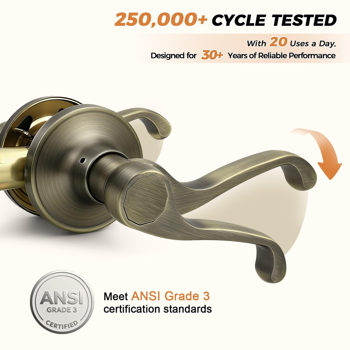 2026 New 6Pack Scroll Passage Door Lever, Antique Bronze Interior Door Handle, Easy Install & Closet Door, No Lock