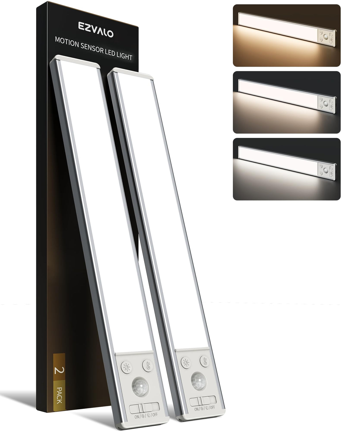 Under Cabinet Lighting, 3500mAh Rechargeable Motion Sensor Light Indoor, 3 Color Temps, 5-Level Dimmable Magnetic