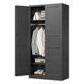 Wardrobe Closet with 2 Doors, 72" Metal Wardrobe Cabinet with Hanging Rod, Bedroom Armoires Laundry Room and Office