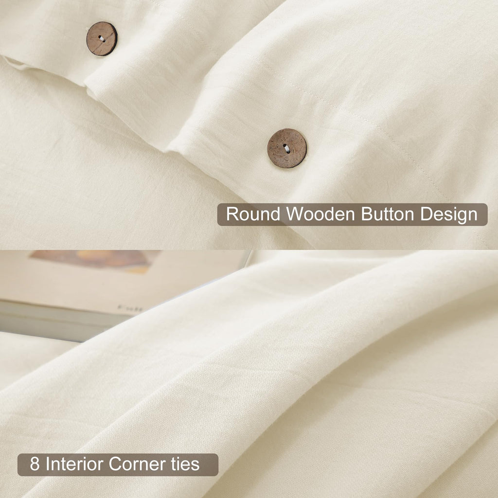 Duvet Cover Set 100% Washed Cotton Linen Like