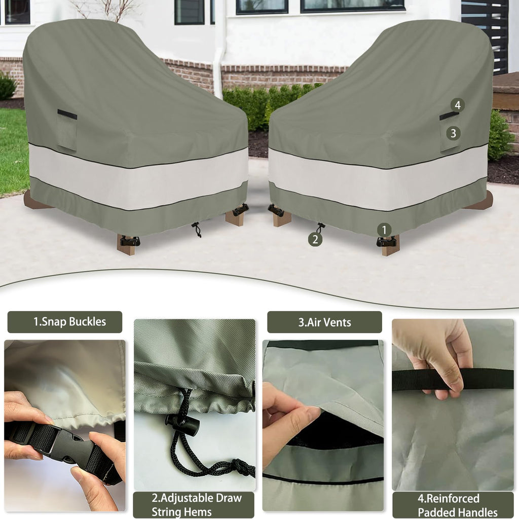 Outdoor Adirondack Chair Cover 2 Pack, Waterproof 100%, 32W x 35D x 36H inch, Patio Adirondack Chair Cover for Outdoor