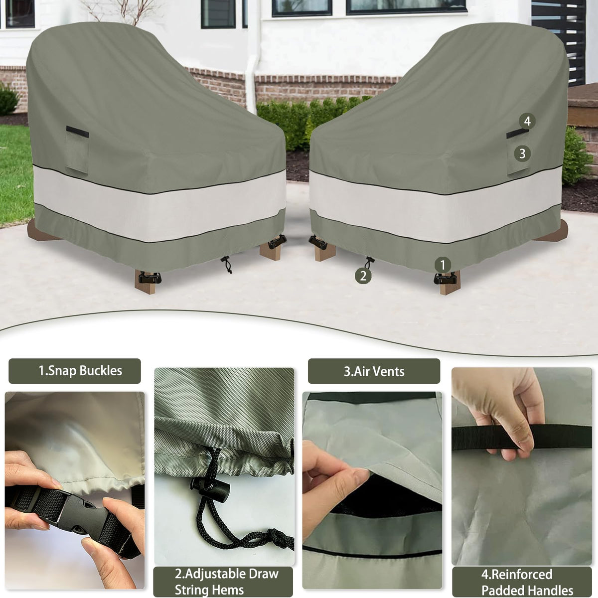 Outdoor Adirondack Chair Cover 2 Pack, Waterproof 100%, 32W x 35D x 36H inch, Patio Adirondack Chair Cover for Outdoor