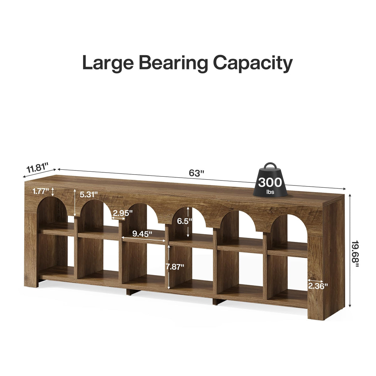 63" Entryway Bench with Shoe Storage, Farmhouse Bench with 12 Cubbies