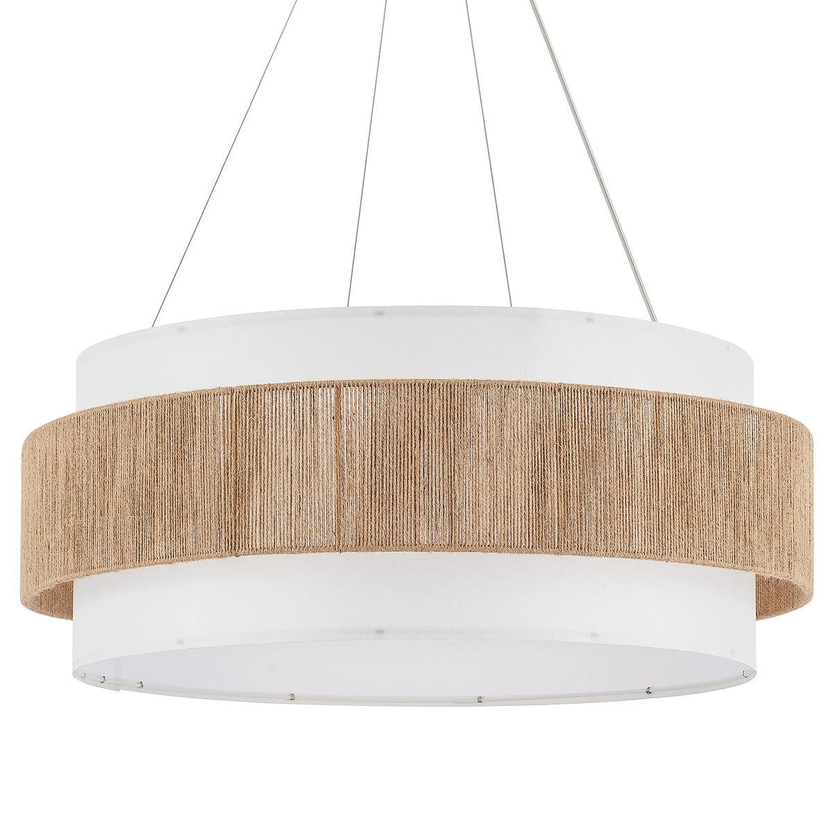 30" Fabric Rattan Chandelier Boho Hand Woven Coastal Pendant Light Adjustable Drum Large Pendant Lighting Fixtures