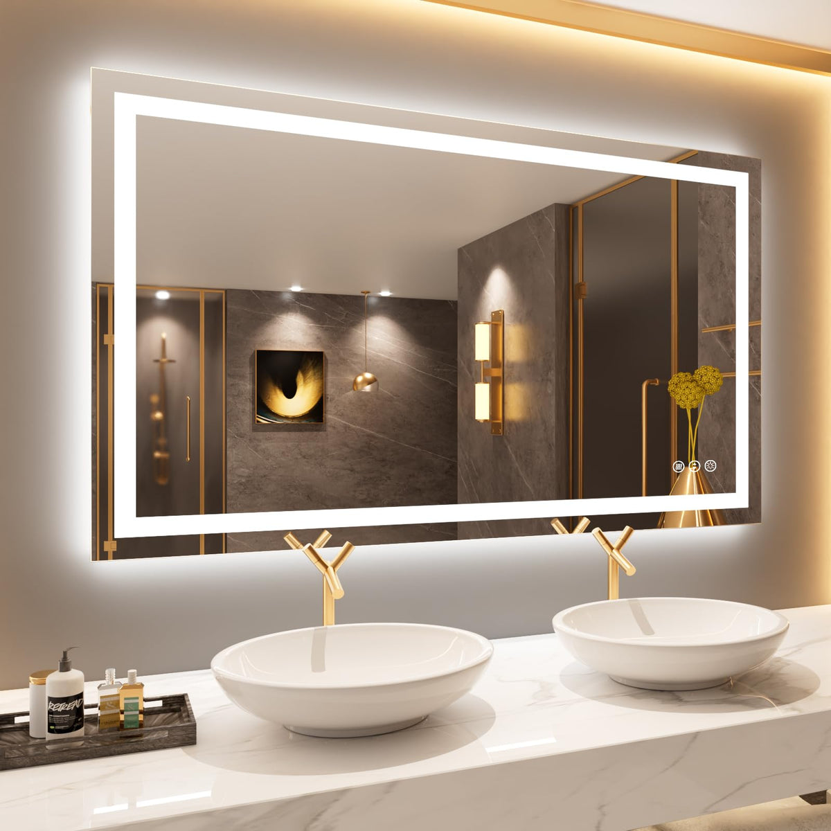 50"X30" LED Bathroom Mirror with Lights, UL Listed