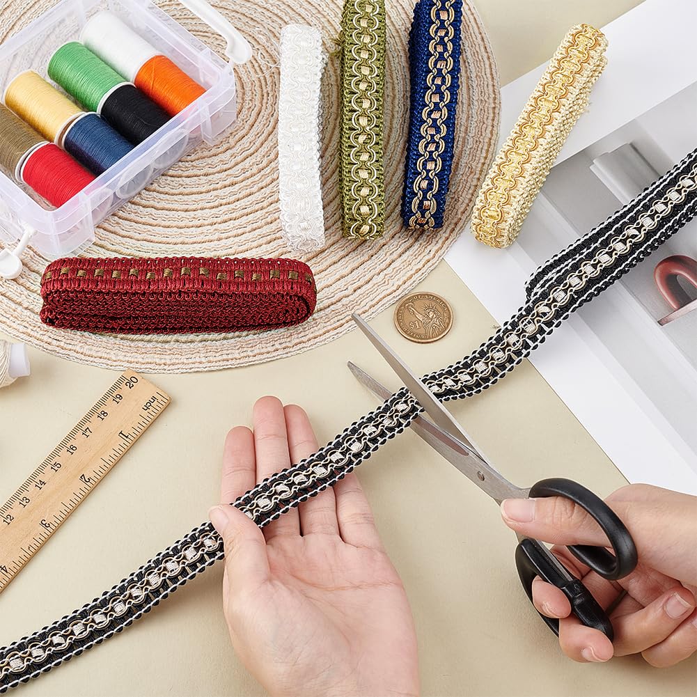 6 Colors Gimp Braid Trim, 3/4 inch Upholstery Trim Fabric Trim Fringe Trim Ribbon Polyester Fringe Trim for - 12 Yards