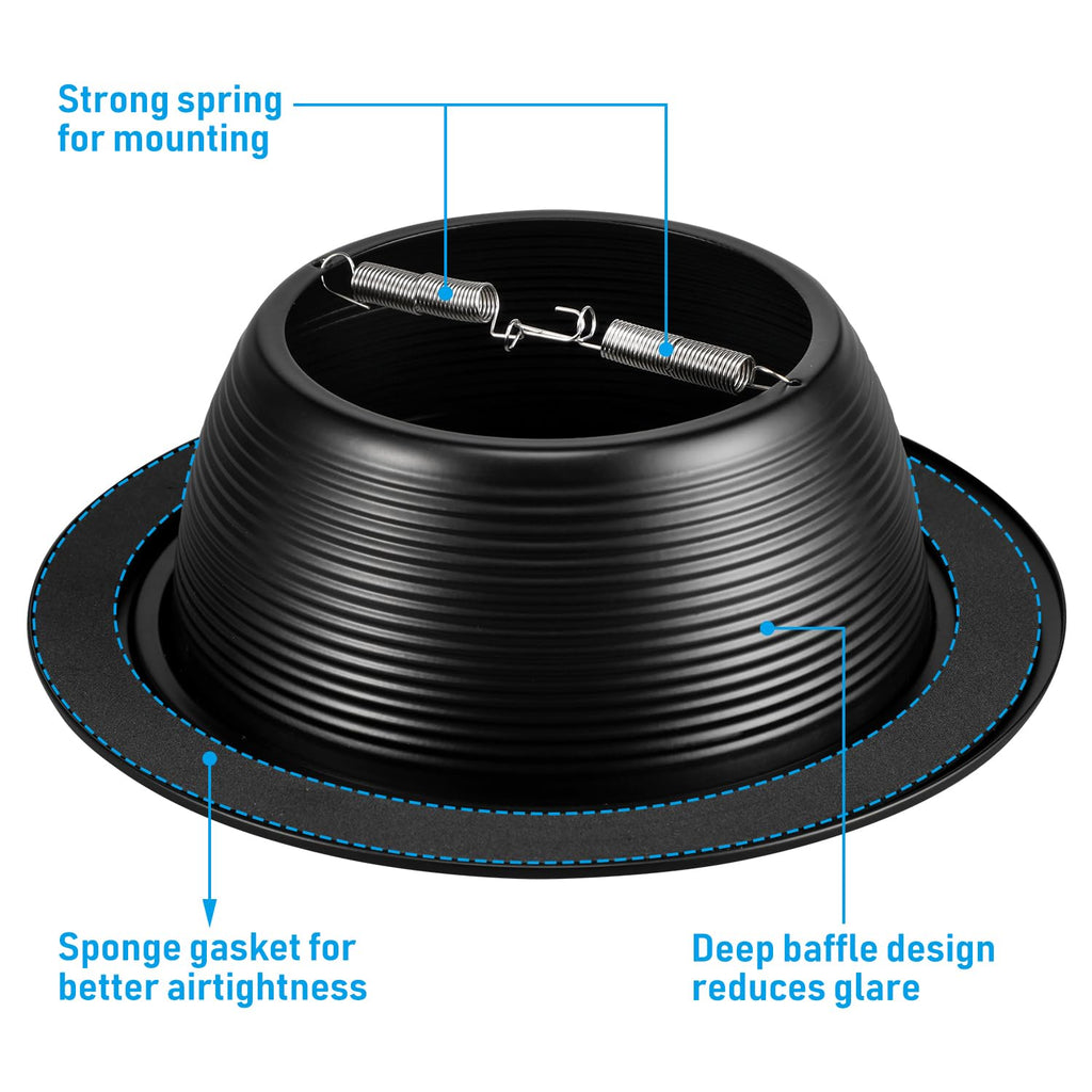 6 Inch Recessed Light Trim, Black