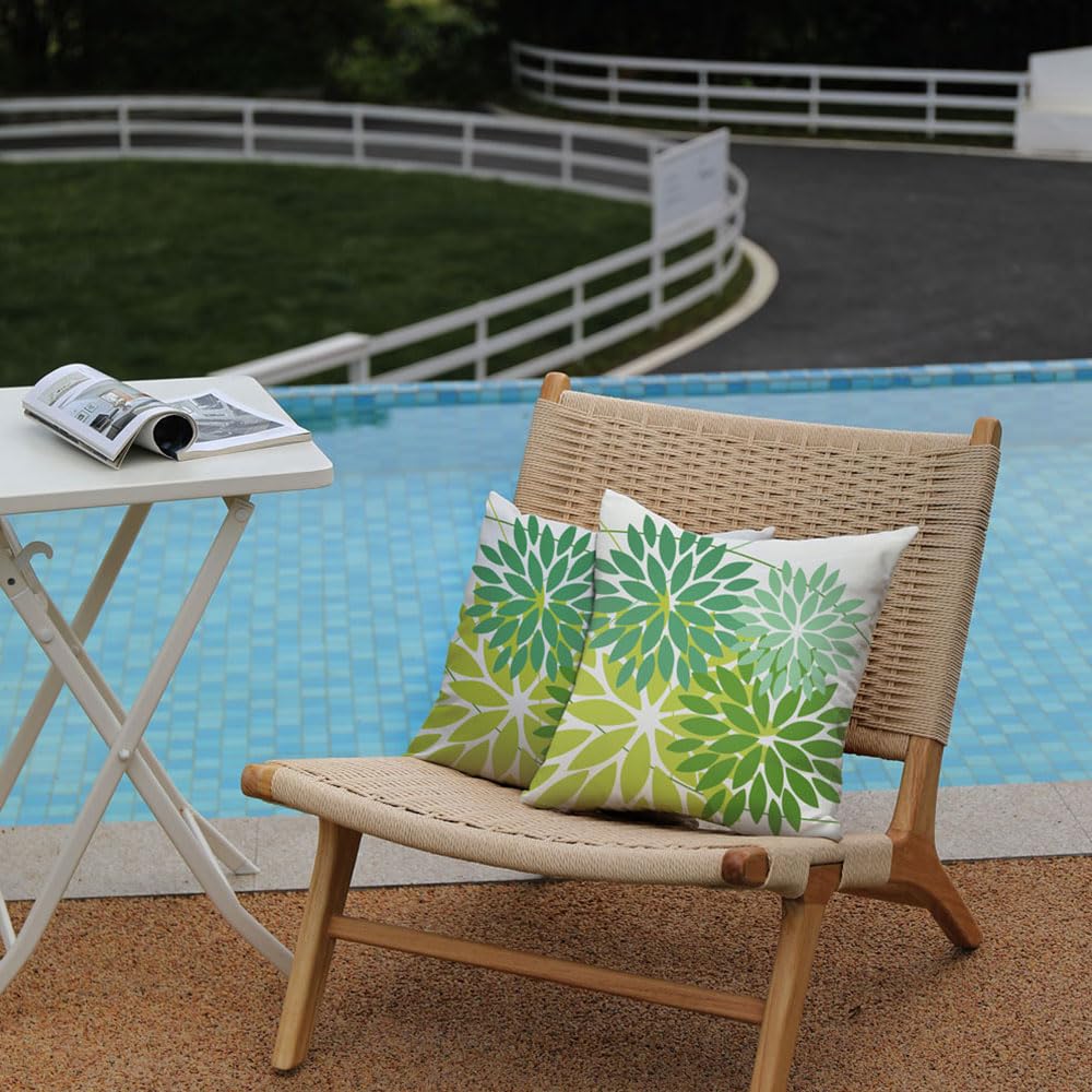 Pack of 2 Outdoor Waterproof Throw Pillow Covers 16x16 Shade of Green