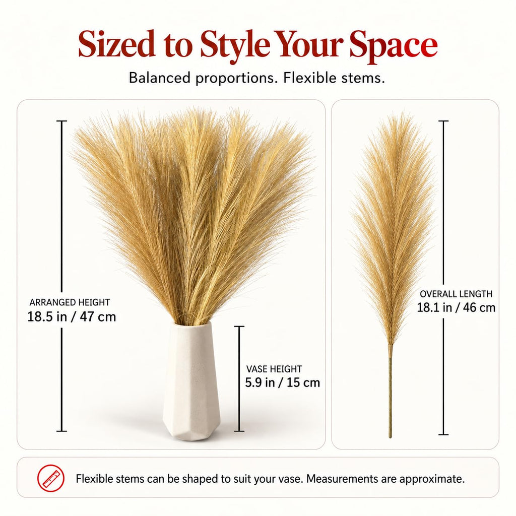 20 Stems Gold Faux Pampas Grass Centerpieces