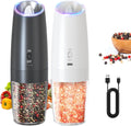 Rechargeable Salt and Pepper Grinder Set Gravity Electric Salt and Pepper Grinder Set, LED Light, Adjustable - Set of 2