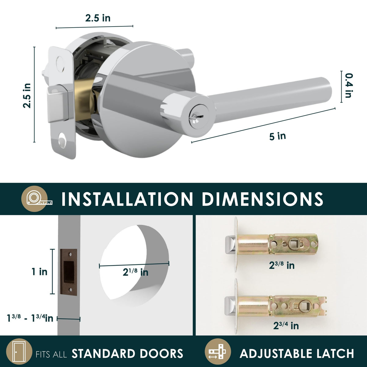 Ronn Entrance I Entry Lever Door Handle - Heavy Duty Round Locking Lever Set for Left or Right-Handed Doors
