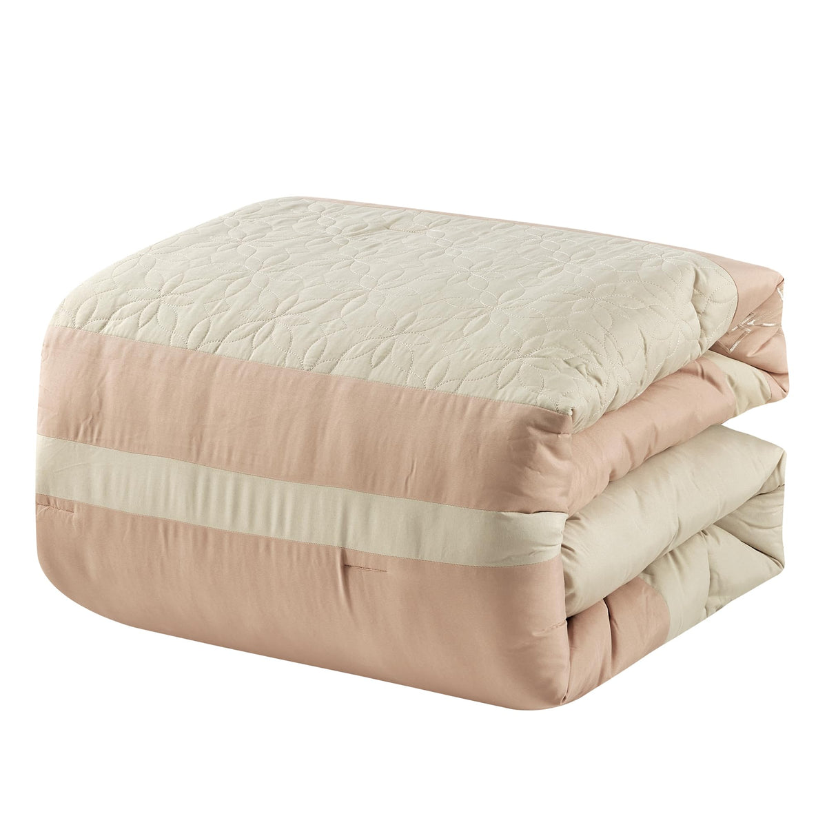 7-Piece Comforter Set with Embroidered Floral Motif - Soft Microfiber Bedding with Shams & Decorative Pillows - All