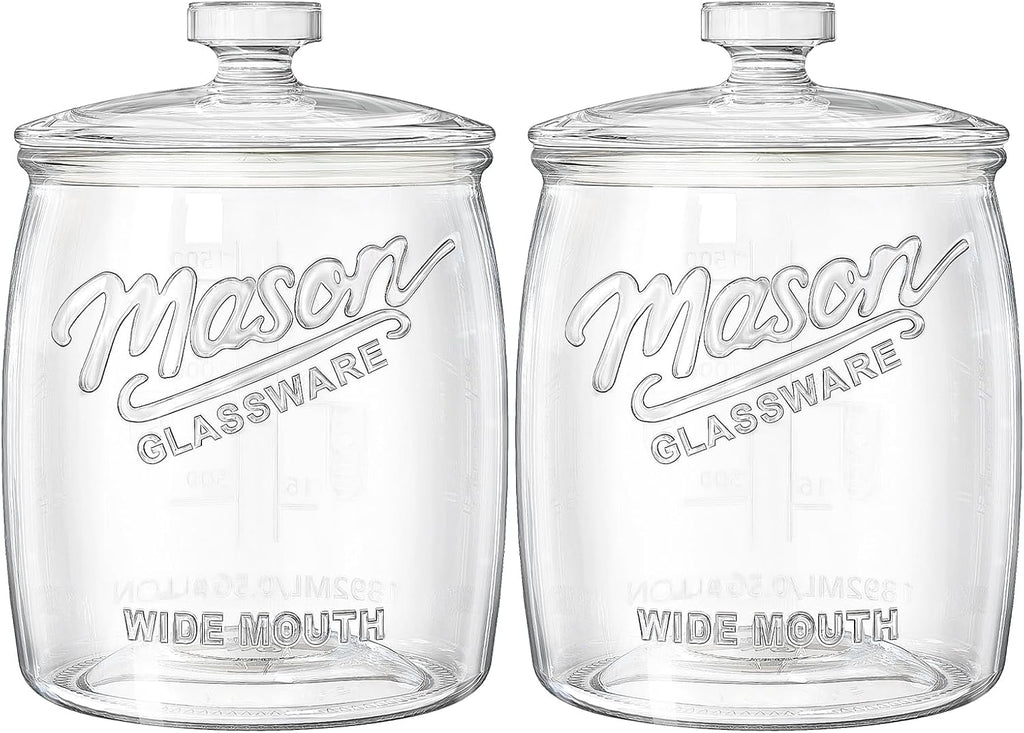 Cookie Jar with Airtight Lids, Half Gallon Wide Mouth Mason Jar - Set of 64