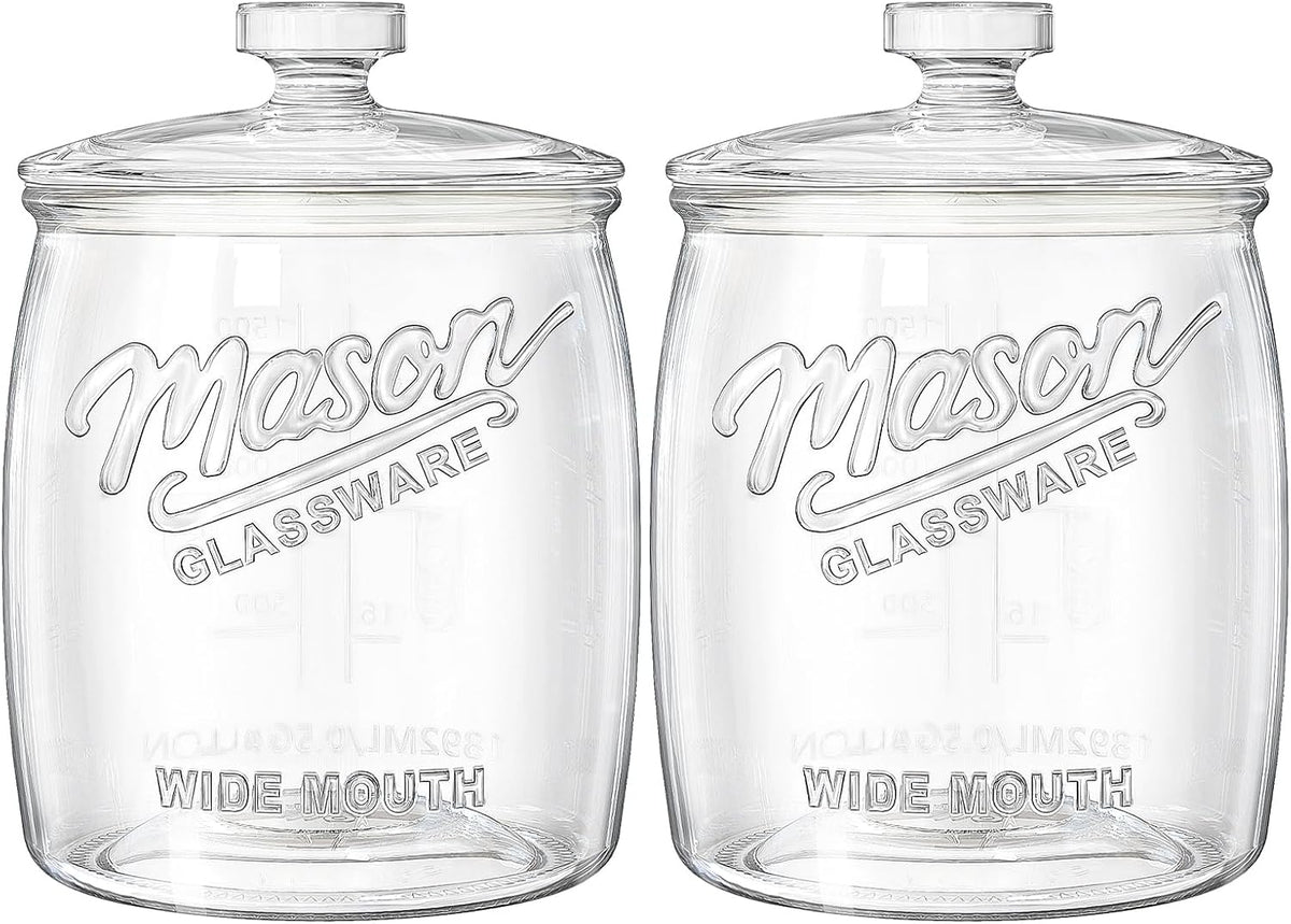 Cookie Jar with Airtight Lids, Half Gallon Wide Mouth Mason Jar - Set of 64