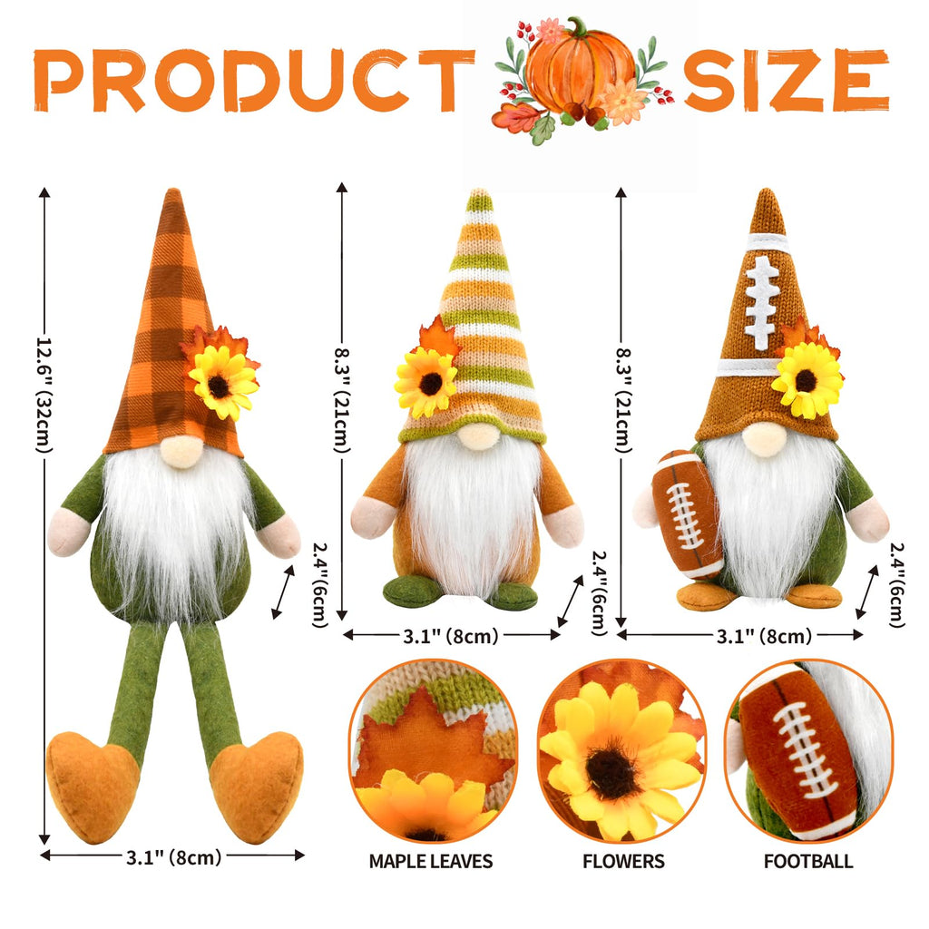 Thanksgiving Decorations 3 Pack Fall Football Decor