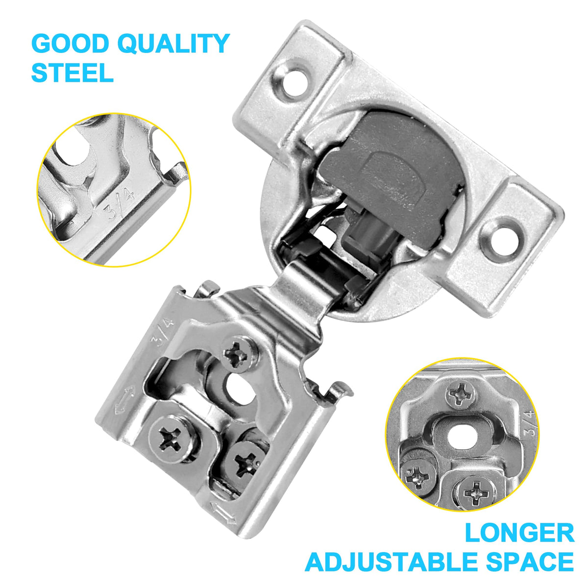 30 Pack 3/4 Inch Overlay Soft Close Cabinet Hinges
