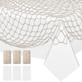 6 Pack Fish Net Decorative and Tablecloth Set, Cotton Fishnet and Plastic Table Cover Decorations Set for Nautical