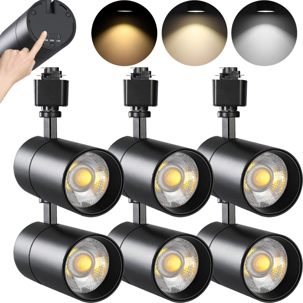 20W Dimmable LED Track Lighting Heads H Type, Black 6 Pack