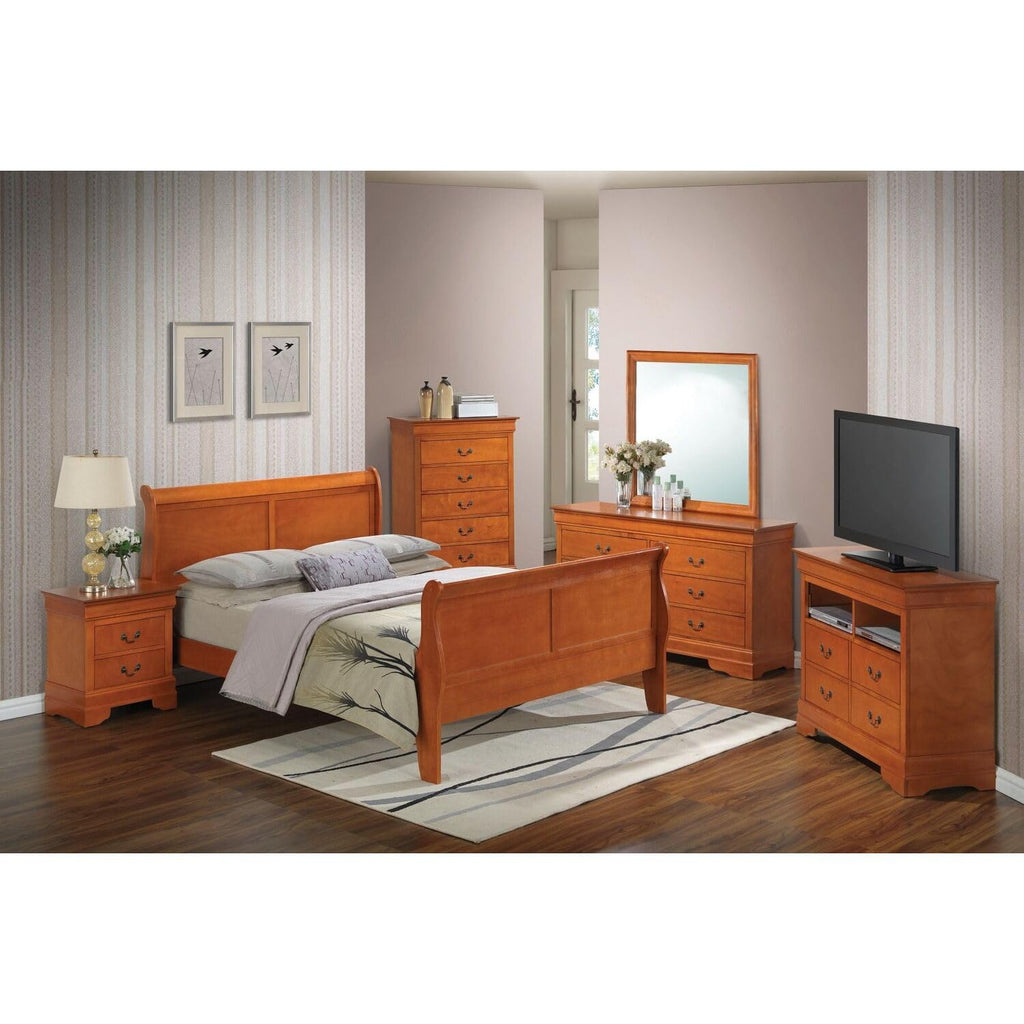 Sleigh Bed Frame Platform Bed Elegant Bedroom Furniture Gray Finish /Oak