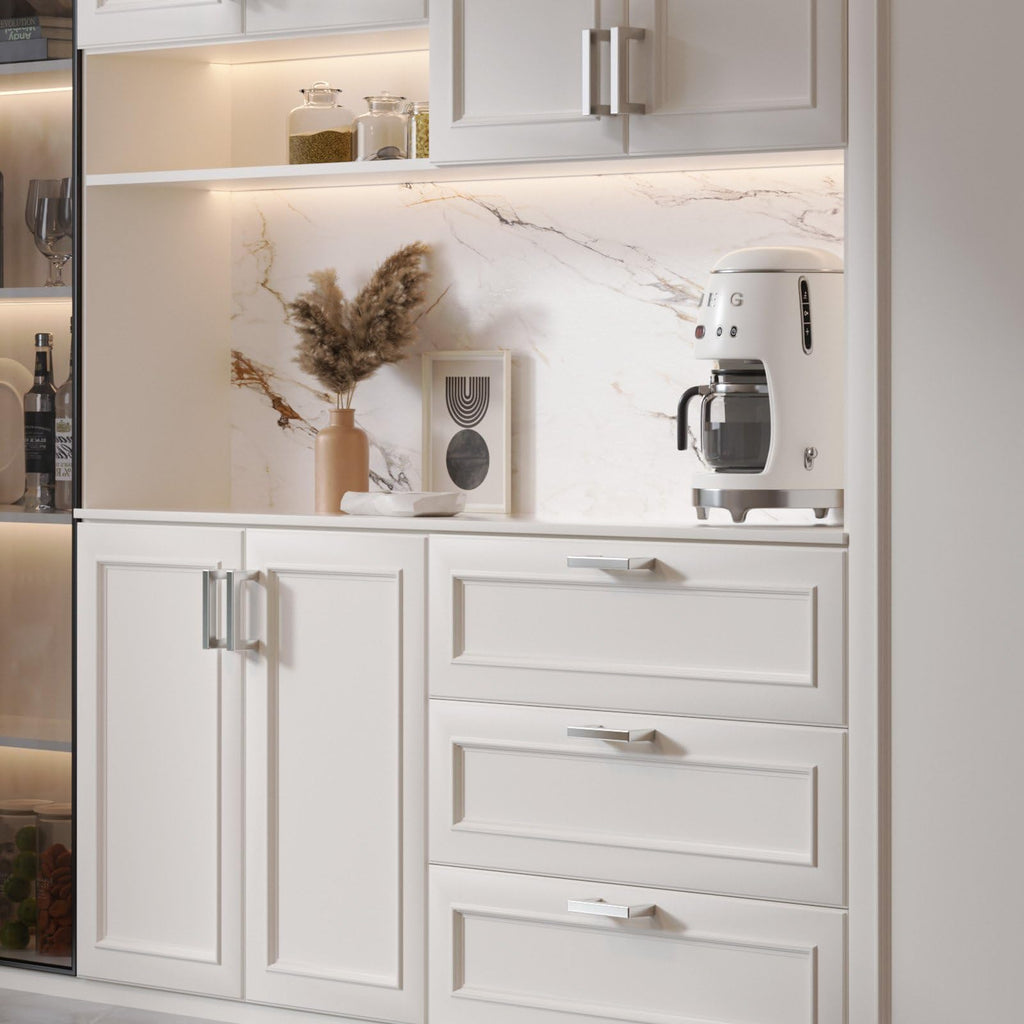 Brushed Nickel Cabinet Pulls 80 Pack 3-3/4 Inch, Square Drawer Handles, Stainless Steel, Screws Included, Silver