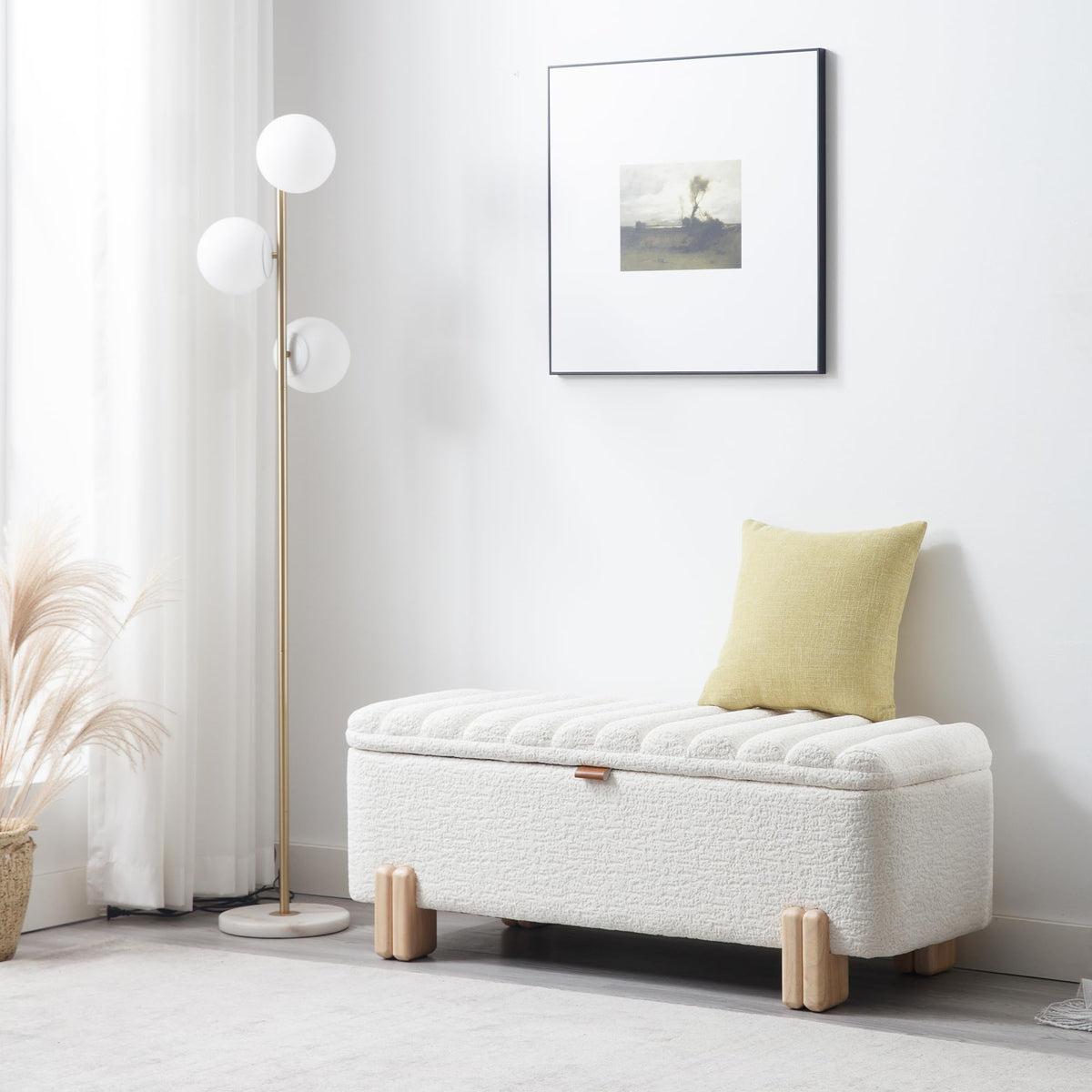 Modern Farmhouse Storage Bench Walk-in Closet Multi-Functional Narrow Entryway Bench Elegant End of Bed Bench with