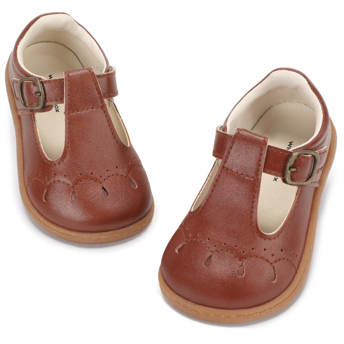 Toddler Girls Mary Jane Dress Shoe Wide Ballet Flats, Brown, 4