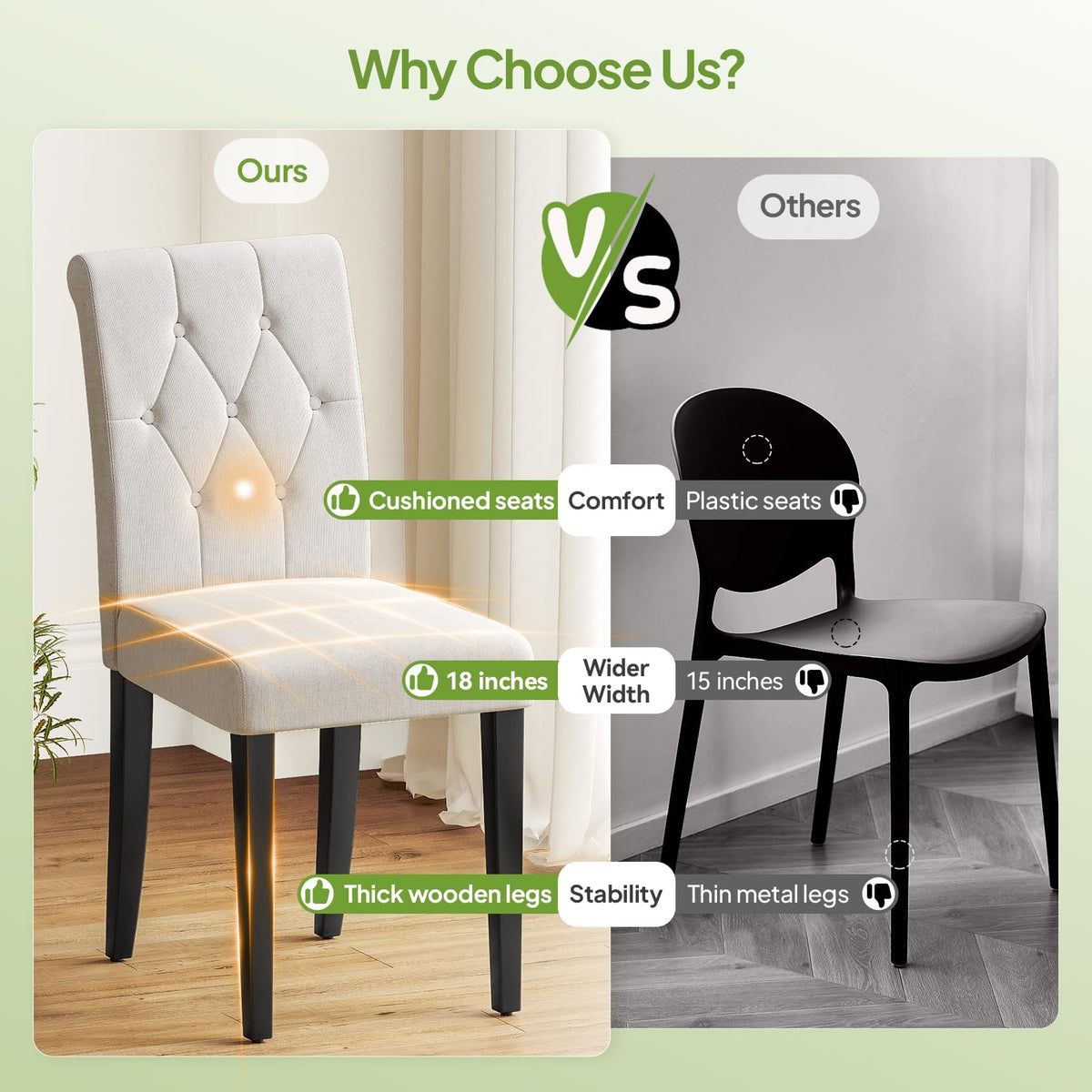Upholstered Set of 4, Button Tufted Parsons Dining Chair with Solid Wood Legs, Modern Fabric Side Chair /Dining