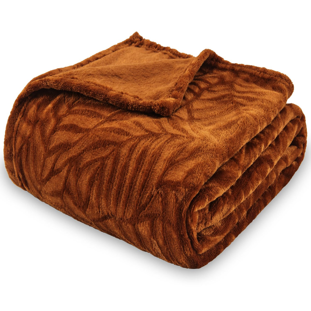 Super Soft Flannel Fall Throw Blanket, 60 x 80 Inches, Caramel