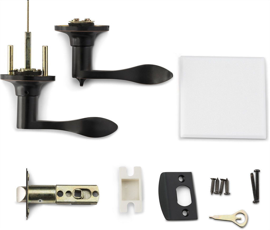 Privacy Lever Door Handle [Thumb Turn Lock on The Inside] with a Oil Rubbed Bronze Finish, Reversible for Right &