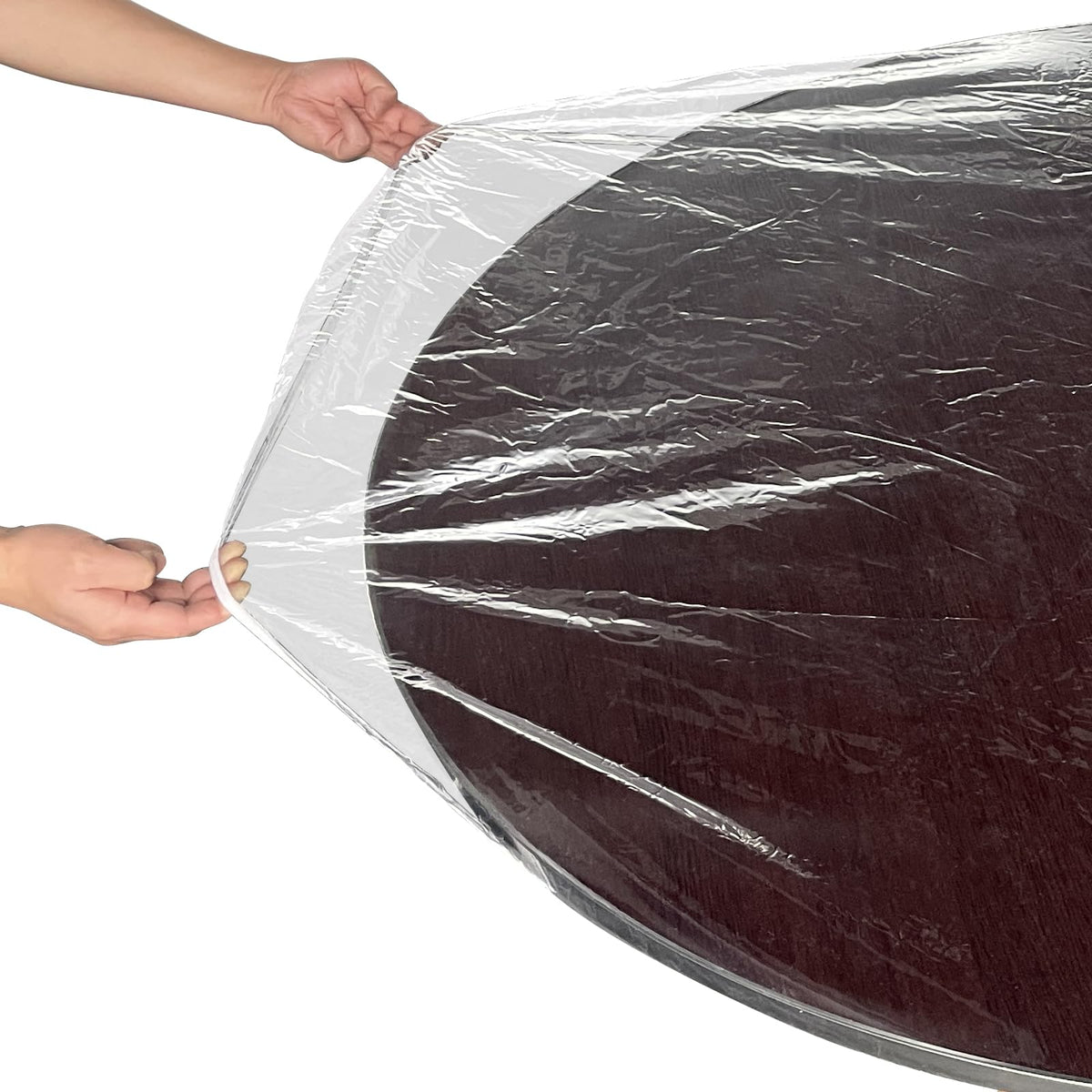 Oval Clear Fitted Vinyl Tablecloth - Fits 48 x 72 Inch Oval Tables Only - Heavy Duty Elasticized Table Cover Elastic