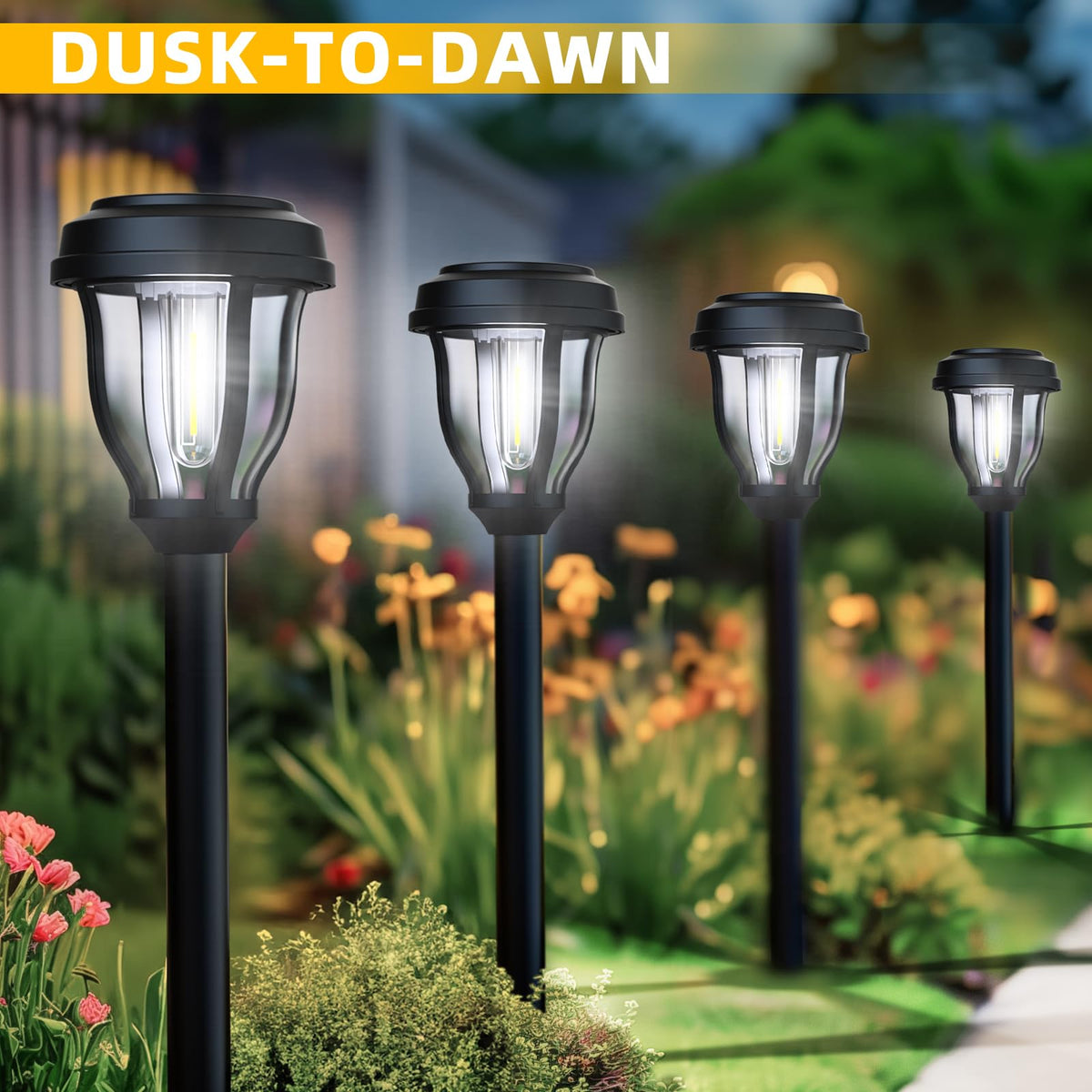 12 Pack Solar Lights Outdoor, Waterproof LED Solar Pathway Lights