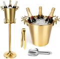 Champagne Bucket with Stand,Ice Bucket kits with Stand (Antler Gold, 1 pack)