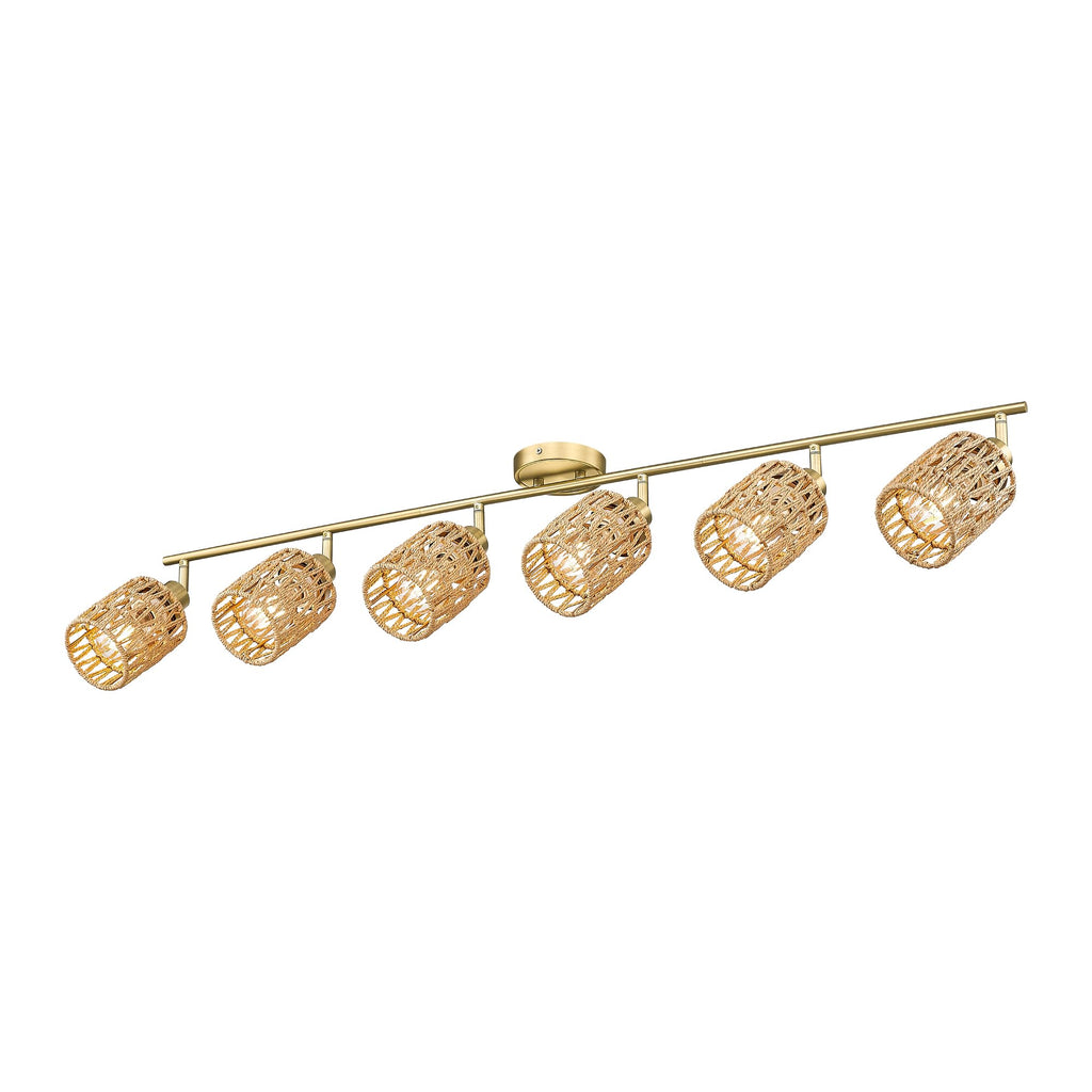 44.9" Kitchen Track Lighting, 6-Light Rattan Track Light