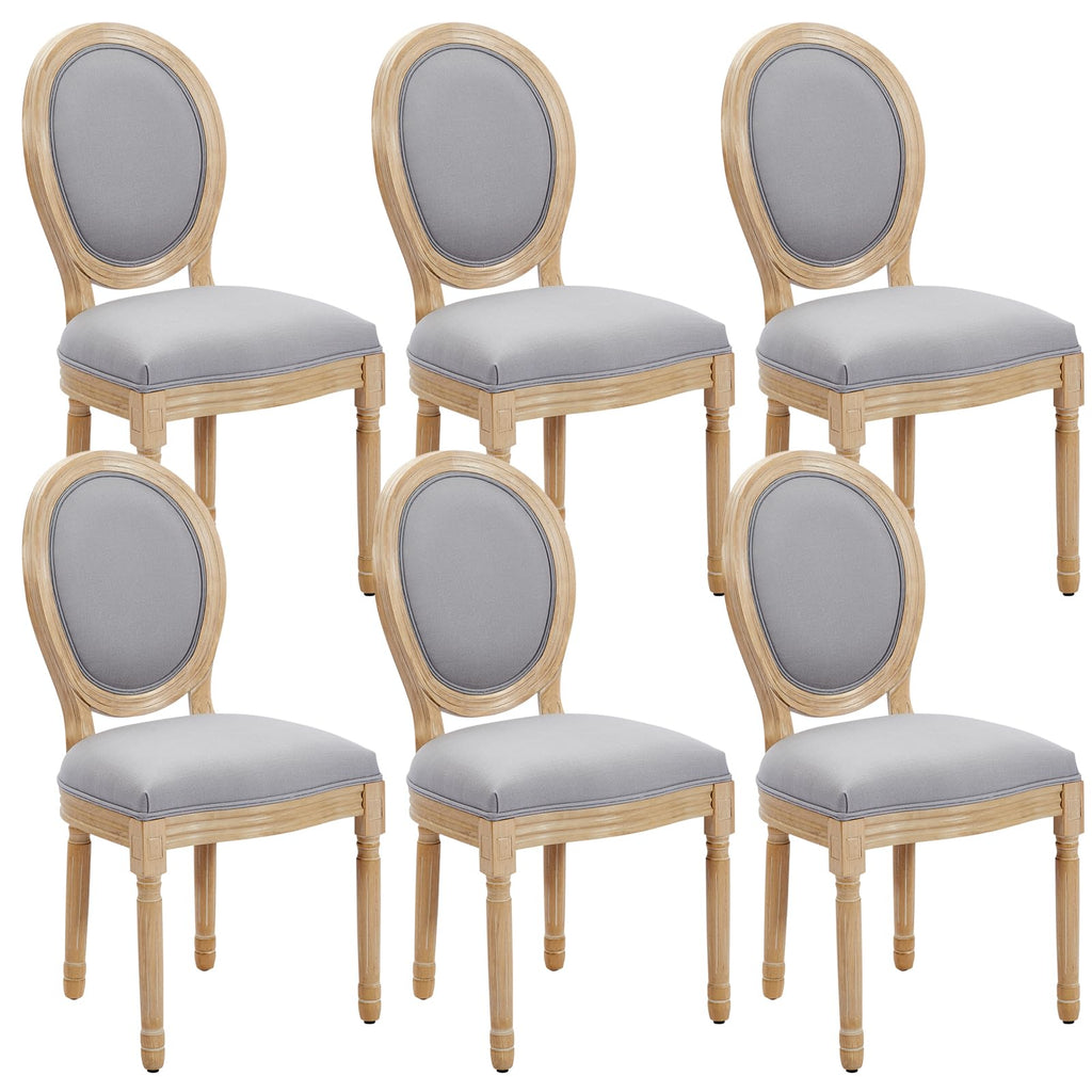 French Dining Chairs Set of 6, French Country Dining Chairs, Vintage Farmhouse Dining Chair with Round Back, Solid