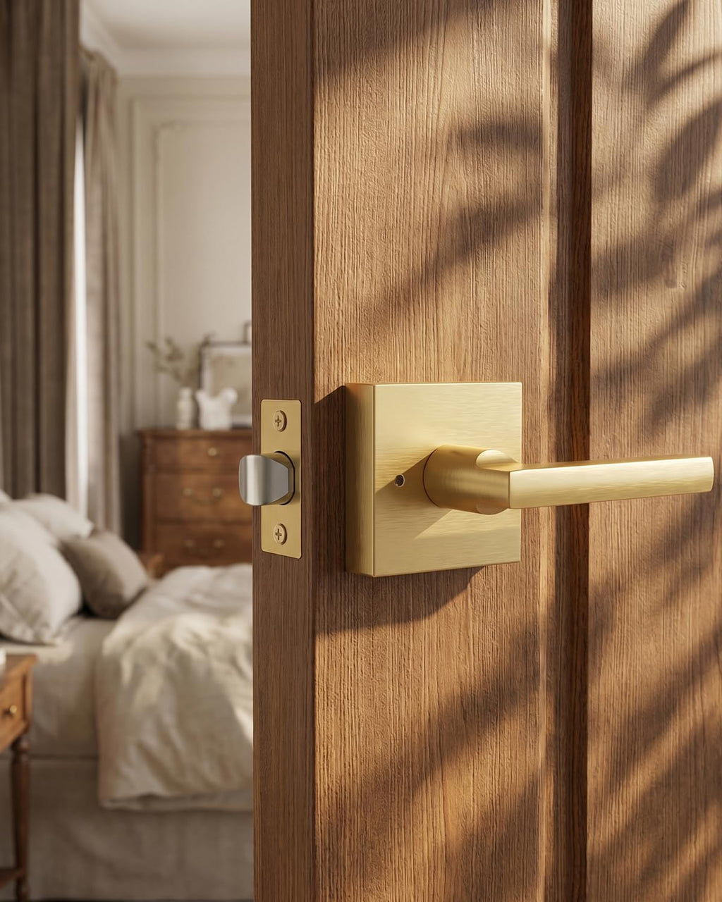 Brushed Gold Door Handles Interior, Privacy Bedroom - 12 Pack