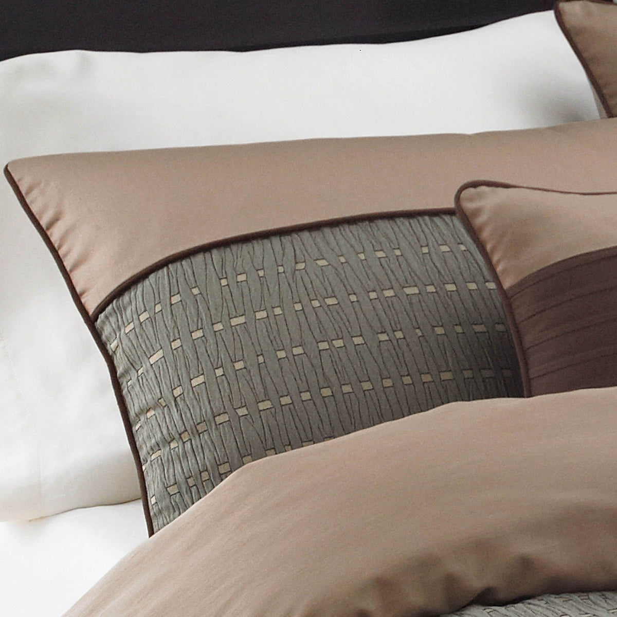 Lexia Comforter Bedding Set, Brown Multi Traditional Décor, 7 Pieces