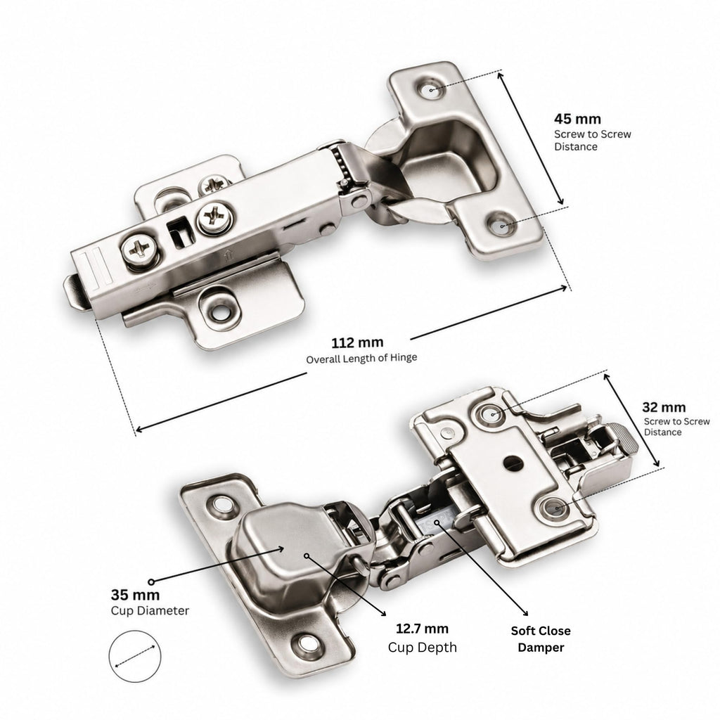 10-Pack Full Overlay Frameless Soft Closing European Hinges, 3D Adjustable Clip-On Concealed Kitchen Cabinet Door
