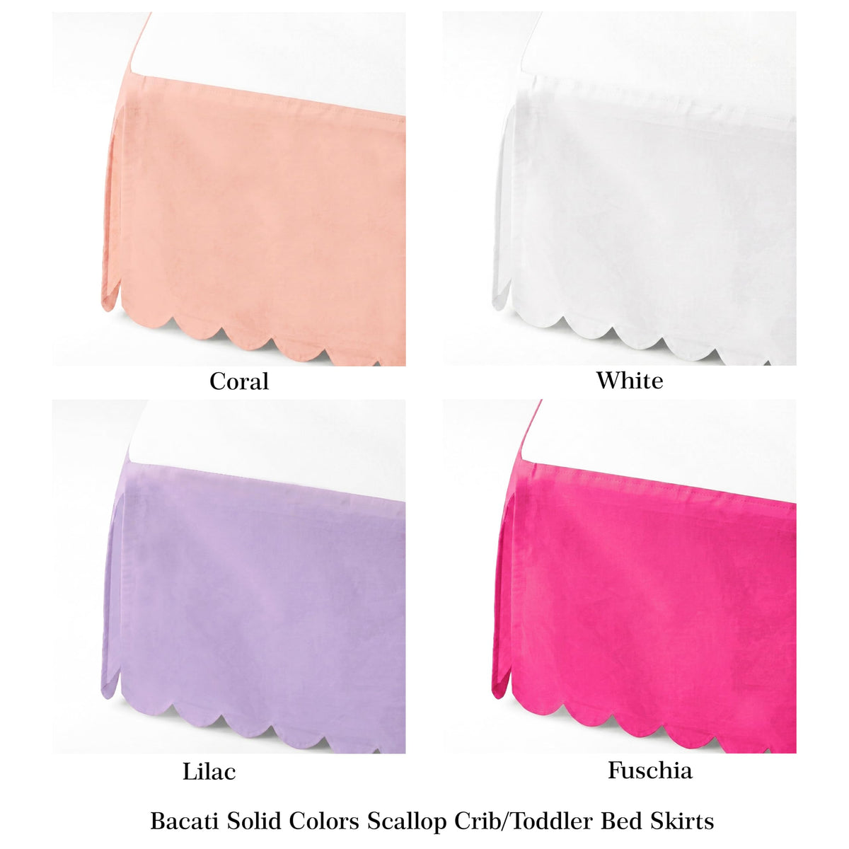Scallop Bottom Tailored Crib or Toddler Bed Skirt, Lilac