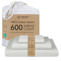 600 Thread Count Cotton Sheet Set, Sateen, Light Grey