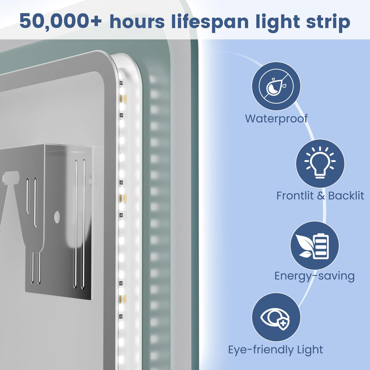 40"x28" LED-Bathroom-Mirror-with-Lights, Wall-Mounted with Bluetooth Speaker, Anti-Fog, 3 Color Temperature, Dimmable