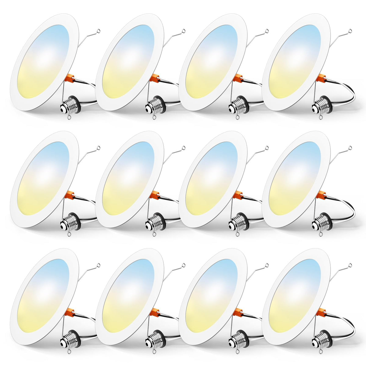 12 Pack Retrofit LED Recessed Lighting 6 Inch, 5CCT, White